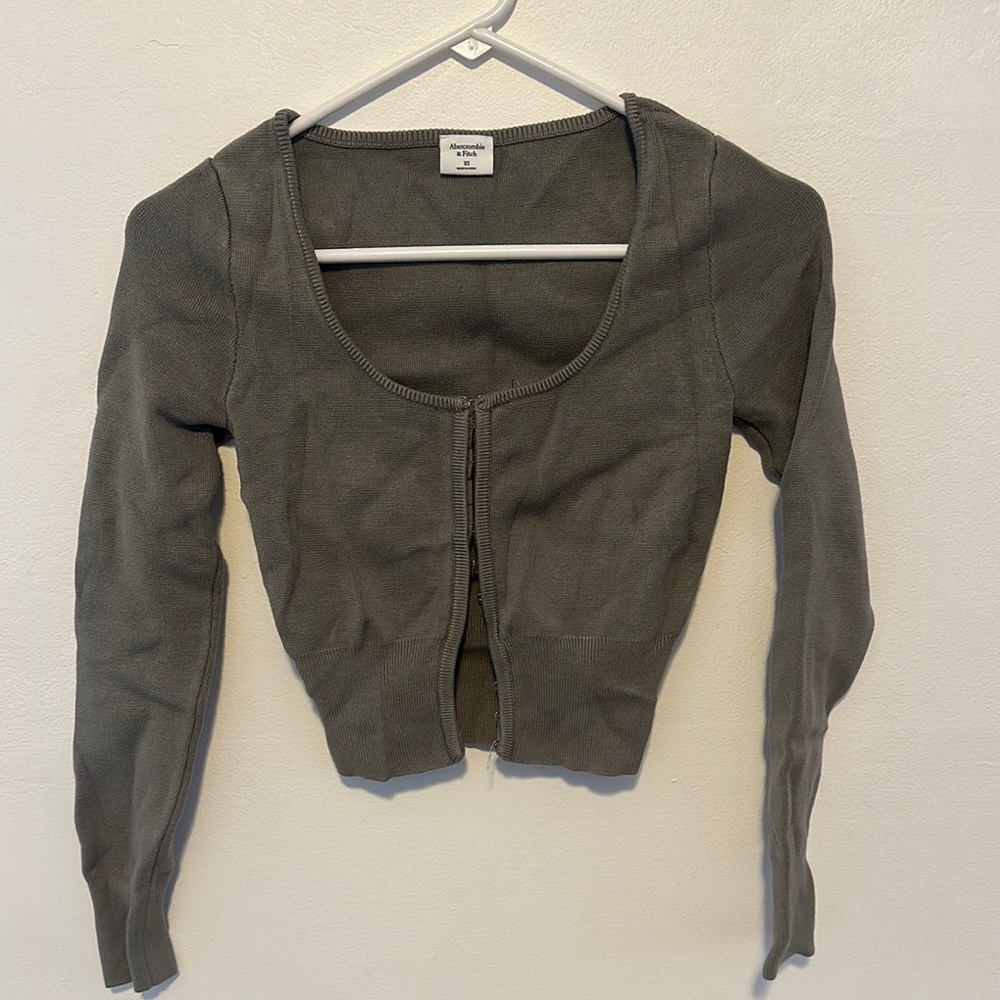 A&F Green Cropped Cardigan